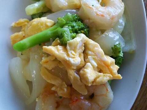 ブロッコリーと新玉ねぎのエビ卵炒め レシピ 作り方 By 4045g 楽天レシピ